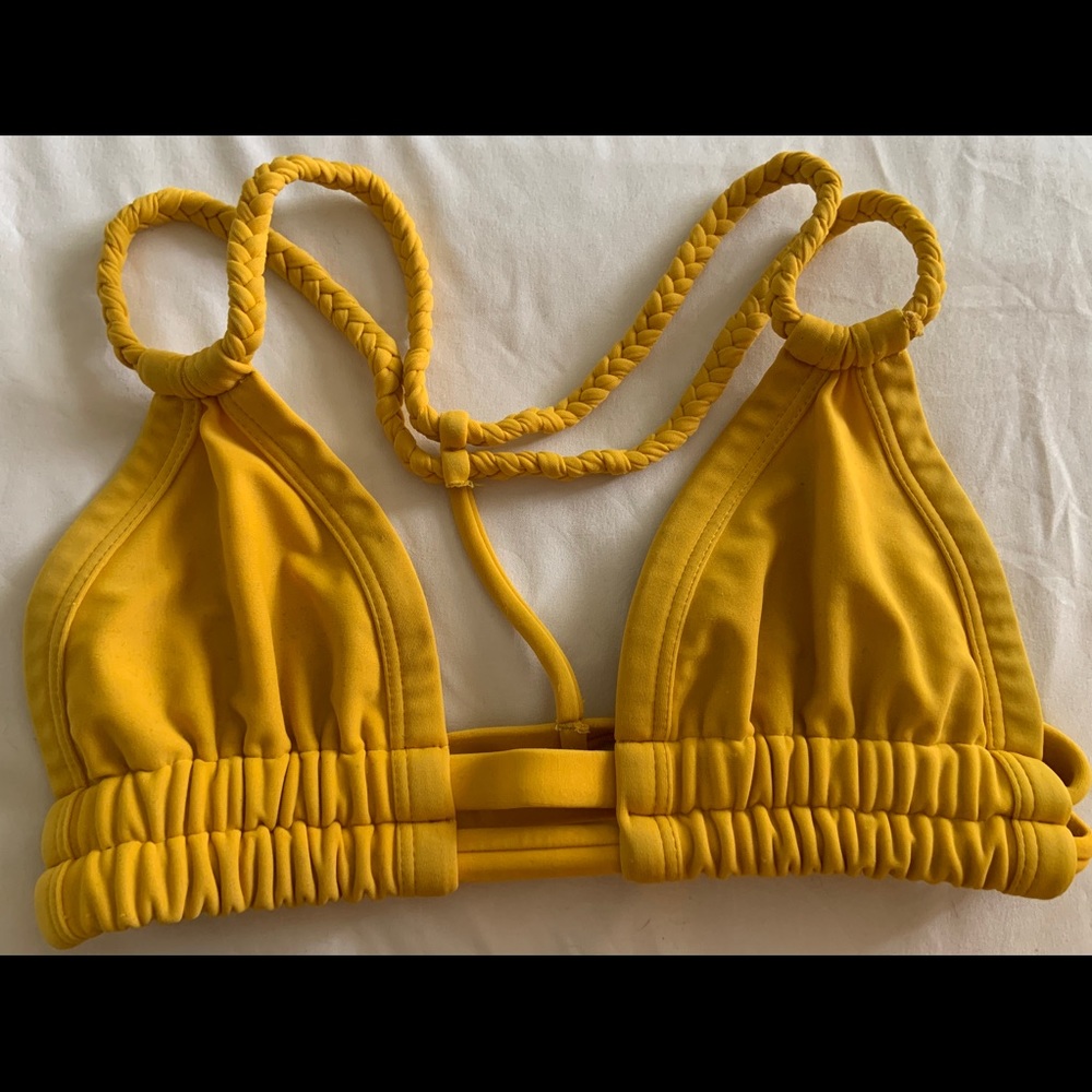 Montce | Yellow Braided T- Back Bikini: Small